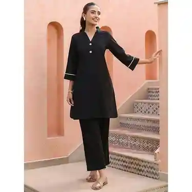 Rain & Rainbow V-Neck Pure Cotton Tunic and Trousers Co-Ord Set